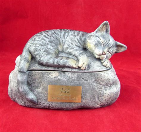 Ceramic Engraved Painted Cat Cremation Urn With Plastic Name Etsy Canada