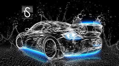 Water Drops Splash Beautiful Car Creative Design Wallpaper 3