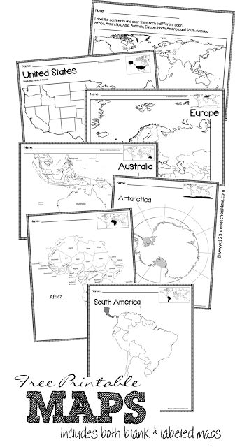 Printable World Maps Set Teaching Geography Homeschool Social