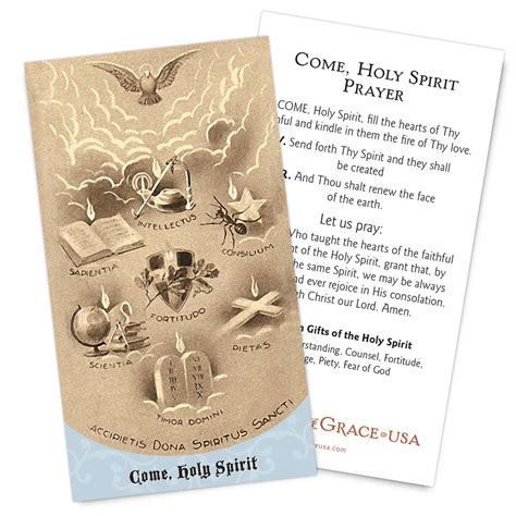 Come Holy Spirit Traditional Holy Card Full Of Grace Usa