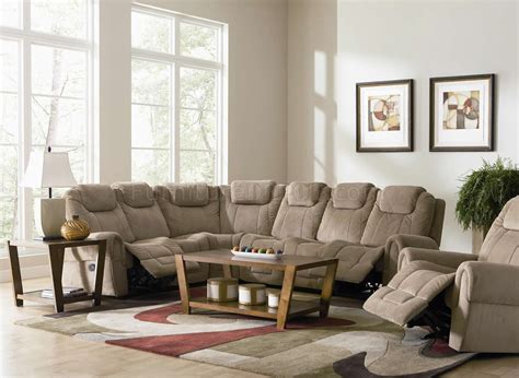 Tan Fabric Modern Motion Sectional Sofa Woptional Recliner