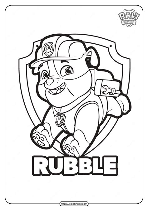 50 paw patrol printable coloring pages for kids. Free Printable Paw Patrol Rubble Coloring Pages