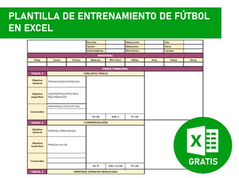 Plantilla De Sesión De Entrenamiento De Futbol En Excel
