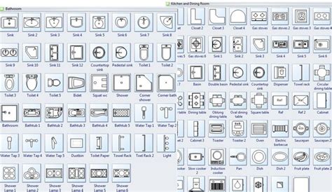 A complete glossary of all the basic house plans blueprint symbols. More Kitchen and Bathroom Symbols | Blueprint symbols