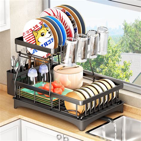 Buy Dish Drying Rack 2 Tier Dish Rack And Drainboard For Apartment