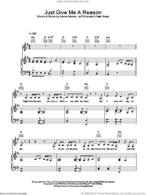 Just give me a reason just a little bit's enough just a second we're not broken just bent and we can learn to love again i never stopped you're still written in the scars on my heart you're not broken just bent and we can learn to love again. Just Give Me A Reason sheet music for voice, piano or guitar
