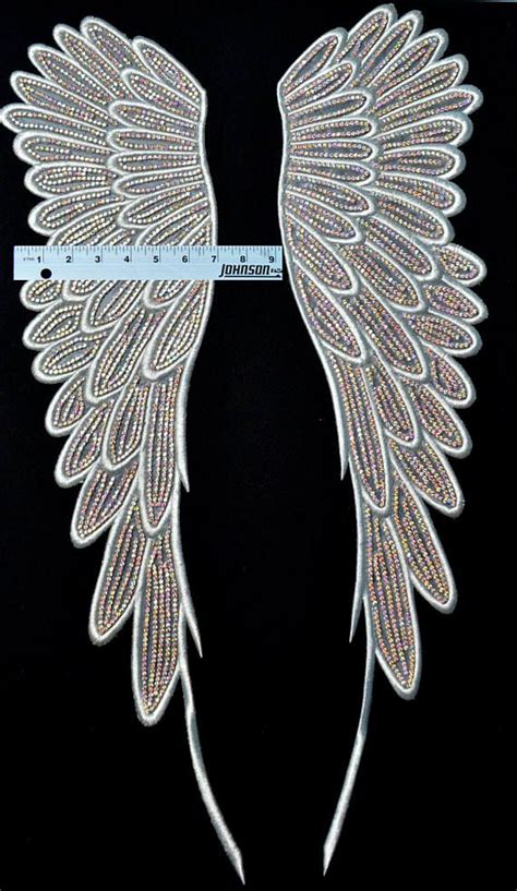 large angel wings rhinestone applique