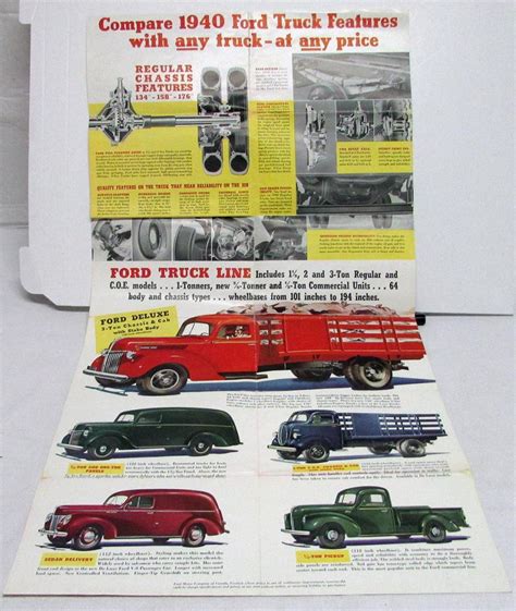 1940 Ford Trucks Dealer Sales Brochure Mailer Panel Sedan Delivery
