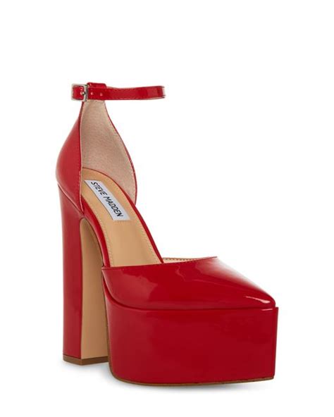 Steve Madden Prompt Pointed Toe Platform Pump In Red Lyst