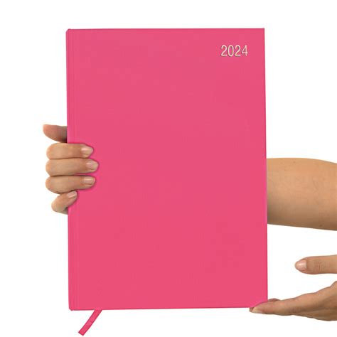 2024 A4 Page A Day Diary Cerise Pink Design Evelay