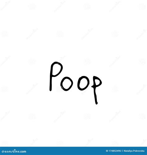 Poop Hand Lettering In Doodle Cartoon Style Isolated On White