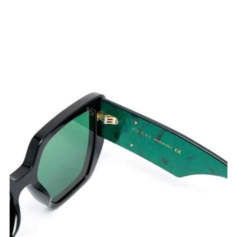 gucci sunglasses gg0956s 001 black gold green lens square woman large 889652341026 ebay