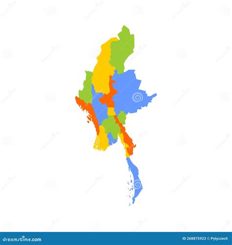 Myanmar Political Map Of Administrative Divisions Stock Illustration