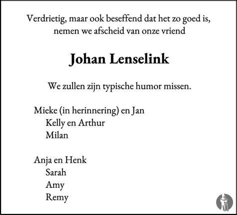 Hendrik Johan Lenselink Overlijdensbericht En Condoleances Mensenlinq Nl