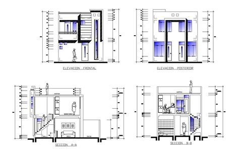 Storey House With Elevation Details In Autocad Cadbull