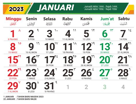 Kalender 2023 Indonesia Lengkap Jawa Hijriyah Hari Libur Cdr