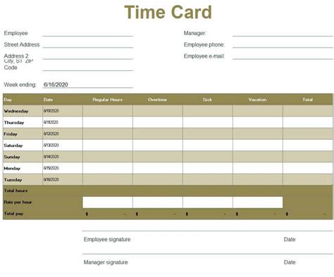 10 Easy To Use Timecard Templates Excel Word Excel Fomats