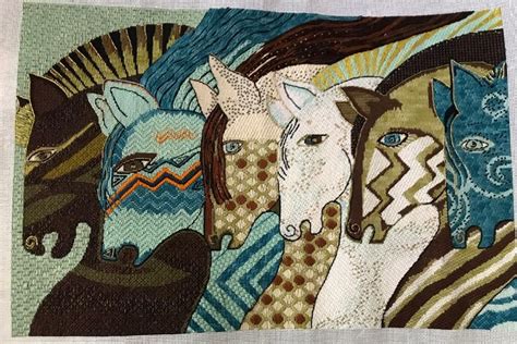 Beautiful stitching by Barbara Morris, Danji/Laurel Burch canvas from