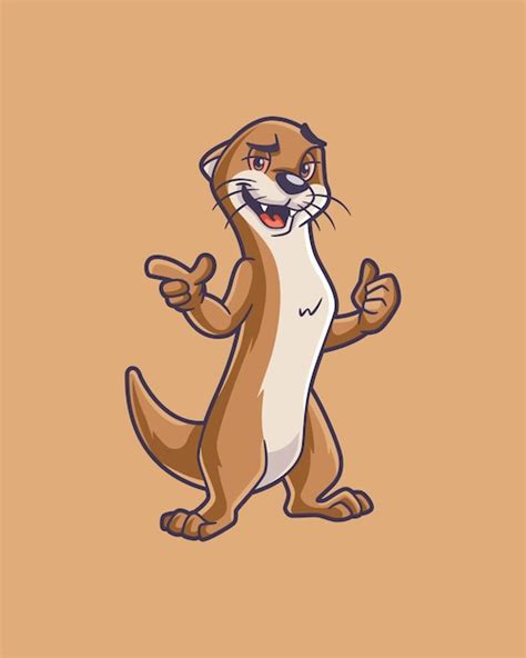Premium Vector Funky Smiling Otter Cartoon Character