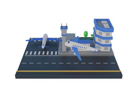 3d Airport Terminal Infrastructureparked Airplanes With Boarding