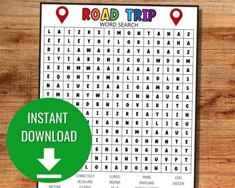 Road Trip Word Search Game Travel Activities For Kids Car Etsy