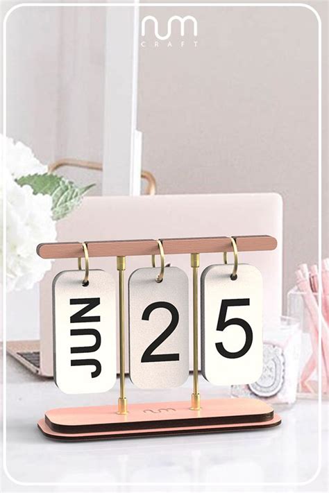 Pink Perpetual Desk Calendar Turning Calendar Wood And Metal Calendar