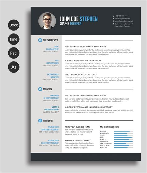 Each template uses a strong baseline/document grid which will allow you to edit or add to the layout very easily. Free CV Template | Master Bundles