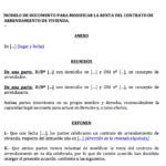 Documento Anexo de modificación o cambio de la renta de alquiler