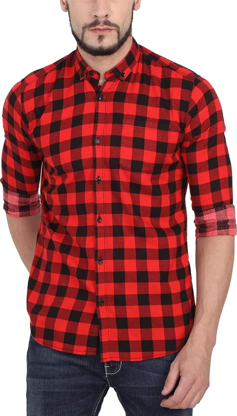 Buy Genius18 Men Checkered Red Shirt At