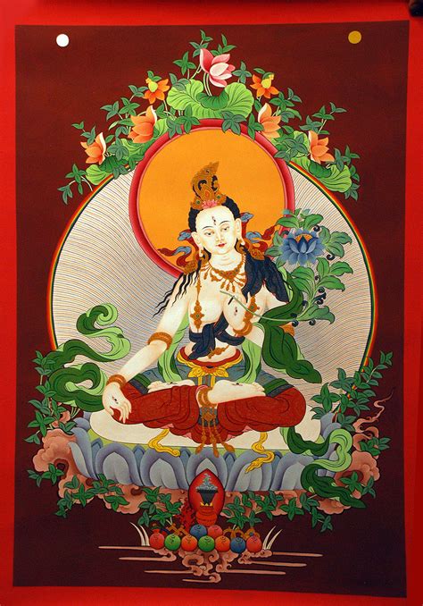 White Tara Thangka Nepali Thangka Buddhist Thangka