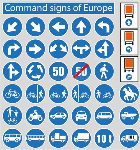 Set European Road Signs Stock Illustrations 221 Set European Road