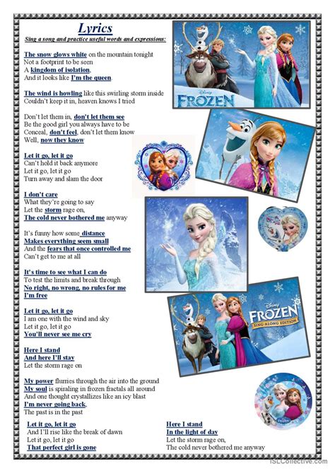 Frozen Song Practice Useful Expres English Esl Worksheets Pdf And Doc