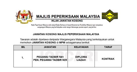 Pembantu tadbir (perkeranian/operasi) gred n19 3. Jawatan Kosong di Majlis Peperiksaan Malaysia MPM ...