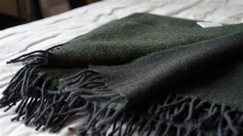 Green Pure Wool Throw Dark Fir Green Natural Bed Company