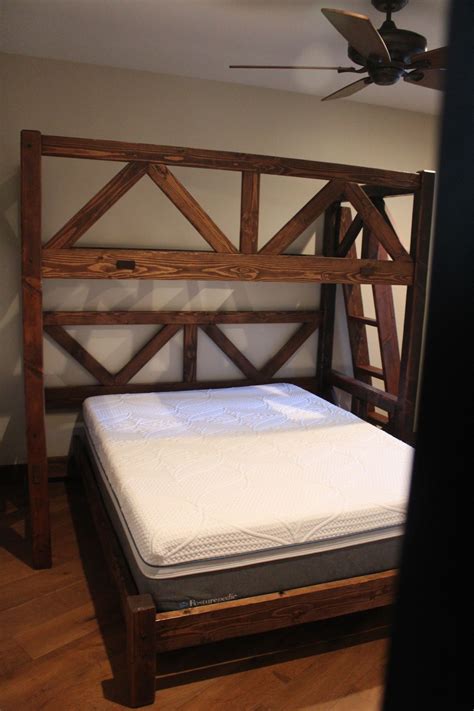 The classical bunk bed plans feature two identical bed frames, one over the other in a parallel formation. Twin over queen perpendicular bunk bed for Mammoth ...