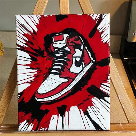 Nike Air Jordan 1 Spin Art Painting On 8x10 Canvas Jordan Etsy Spin