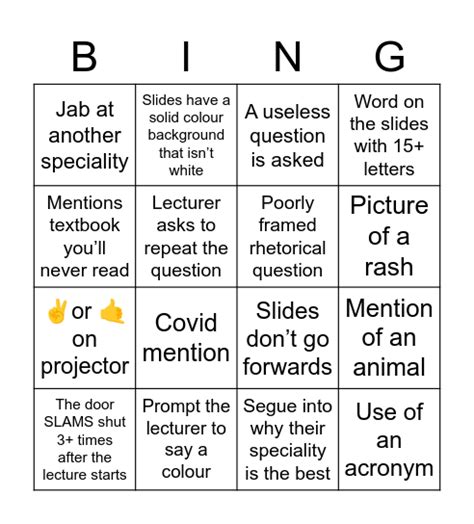 Education Bingo Card