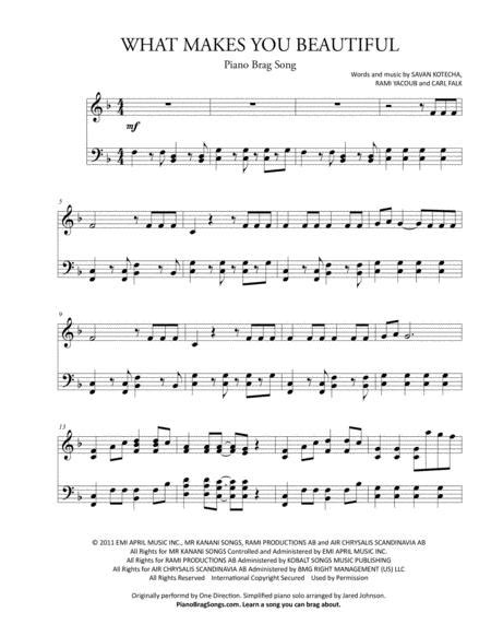 What Makes You Beautiful Short Piano Solo By One Direction Digital
