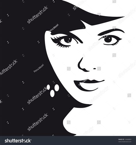 Black And White Female Face Vector Illustration - 14468869 ...