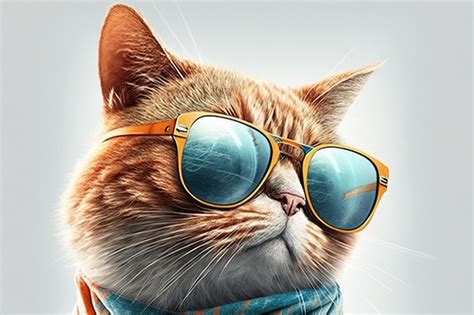 Premium Photo Closeup Portrait Of Funny Cat In Sunglasses Isolated On