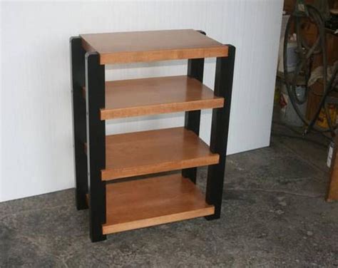 Maple Audio Rack W 3 Thick Top Shelf And Black Satin Etsy Hifi Stand