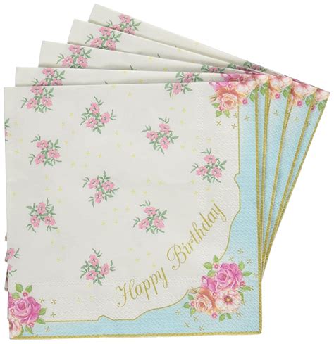 Floral Happy Birthday Napkins For A Birthday Or Tea Party Birthday