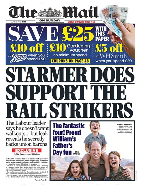 Mail On Sunday Front Page 19th Of June 2022 Tomorrow S Papers Today