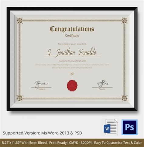 Congratulations Certificate Word Template Creative Design Templates