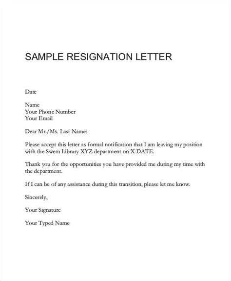 Resignation Letter Closing Tempalte Ideas 2022