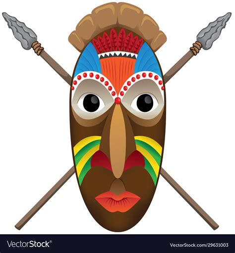 Art African Culture Ritual Mask And War Spears Vector Image