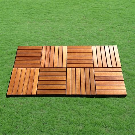 Shop Acacia Hardwood Deck Tiles Pack Of 10 On Sale Free Shipping