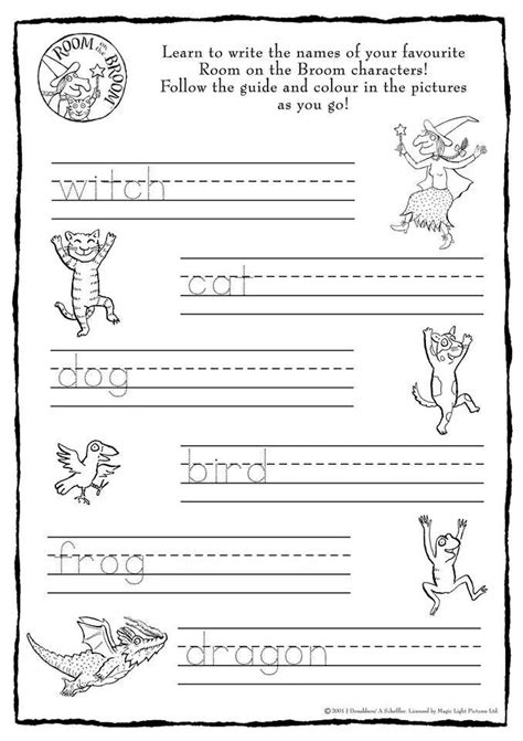 Bundled with the book is a cd that includes an animated ve. Room on the Broom handwriting activity … | Room on the ...