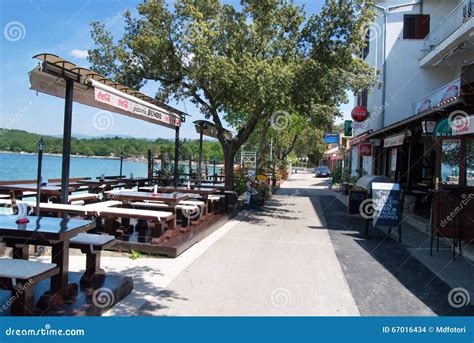 Main Seaside Road In Njivice On Island Krk In Croatia Editorial Stock Image Image Of