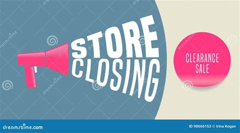 Store Closing Vector Illustration Background With Megaphone Stock